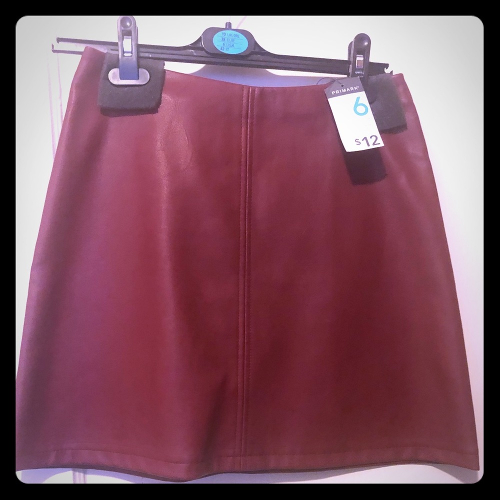 Primark Burgundy Faux A Line Skirt